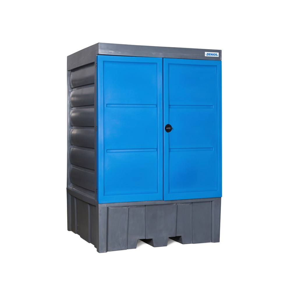 Dépôt pour matières dangereuses en PE, HxlxP 2 330 x 1 560 x 1 550 mm, 1x IBC ou 4x 200 l