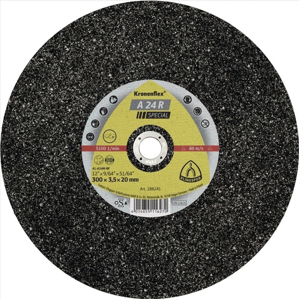 Disque à tronçonner A 24 R Special D350x4,5 mm droit acier perçage 25,4 mm KLING