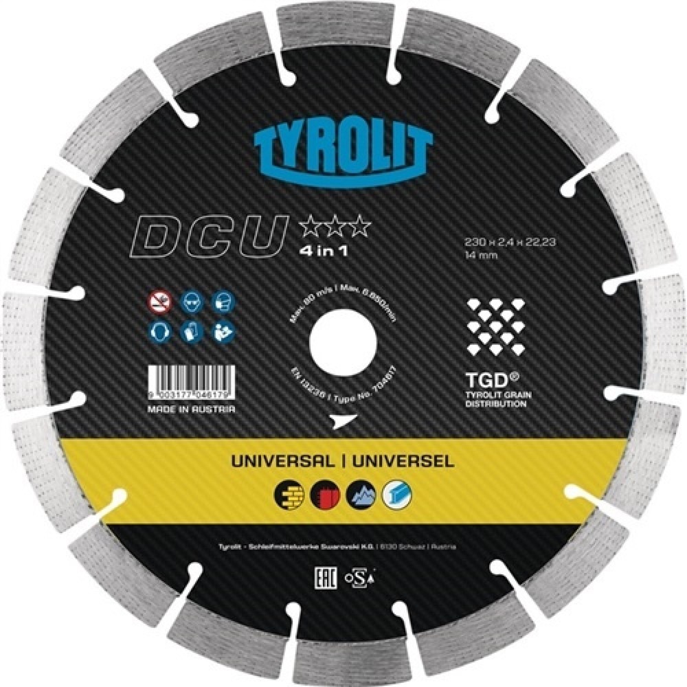 Disque à tronçonner diamant DCU D. 230 mm perçage 22, 23 mm technologie TGD® 14