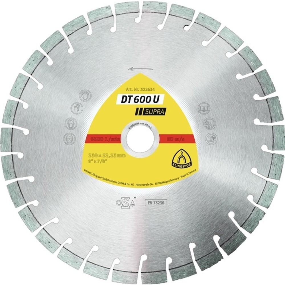 Disque à tronçonner diamant DT 600 U Supra D. 125 mm perçage 22,23 mm 9 mm 20 mm