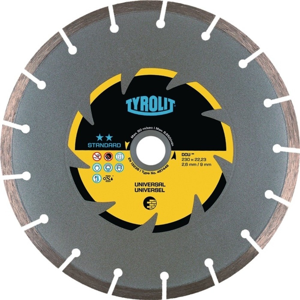 Disque à tronçonner diamant DCU Standard D. 230 mm perçage 22,23 mm construction