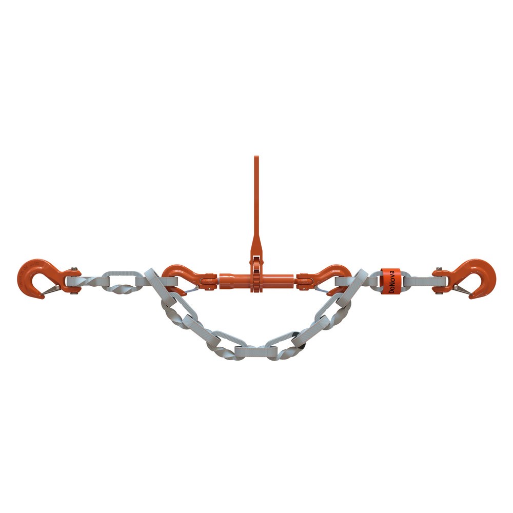 Dolezych Chaînes textiles high-tech DoNova 30/8, force de traction admissible 16 000 daN, crochet à chape des deux côtés, longueur 3,5 m, tendeur de charge à cliquet DoRa inclus