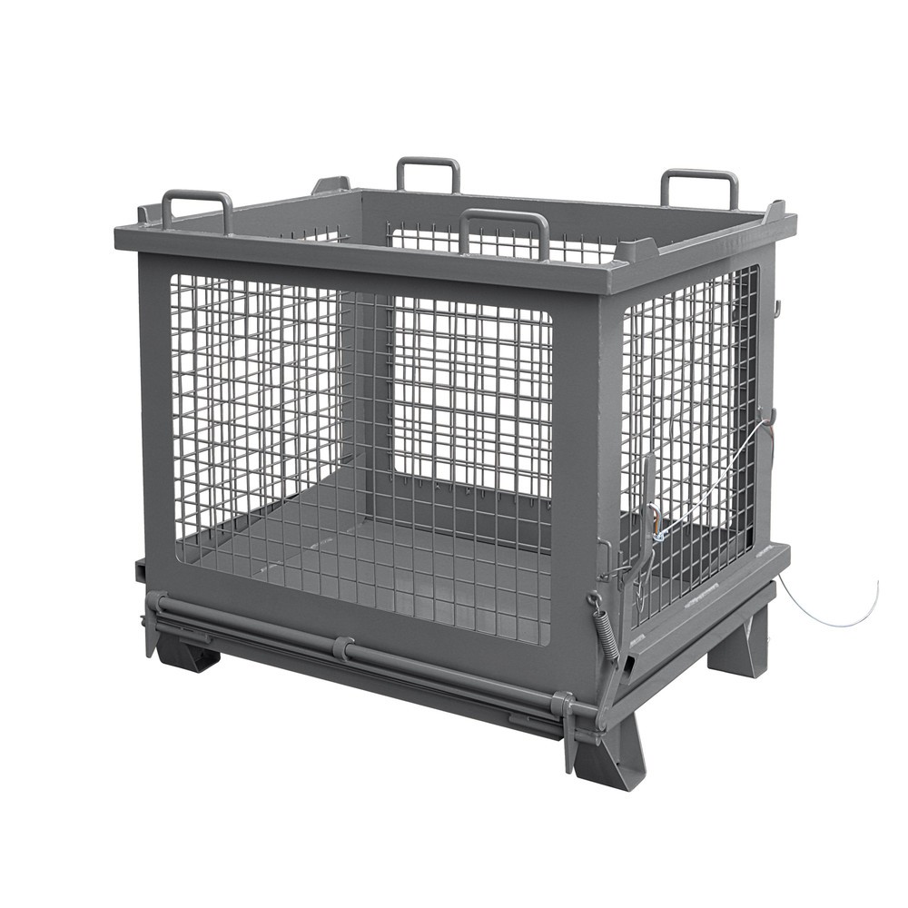 Eichinger® Benne grillagée à fond basculant déverrouillable, 500 kg, 1 000 litres, gris anthracite