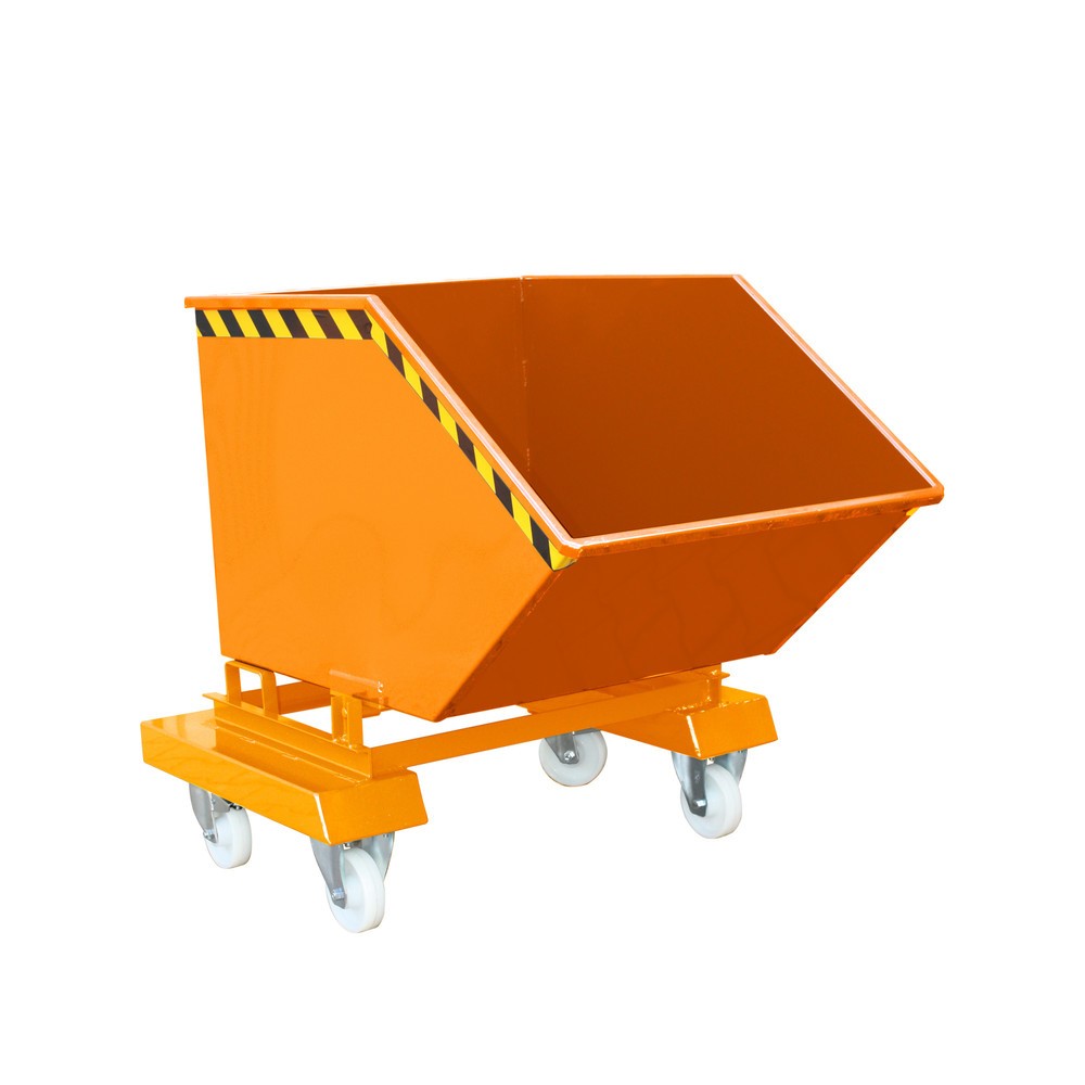 Eichinger® Chariot-caisse avec roulettes et entrées de fourche, 300 kg, 750 litres, orangé pur