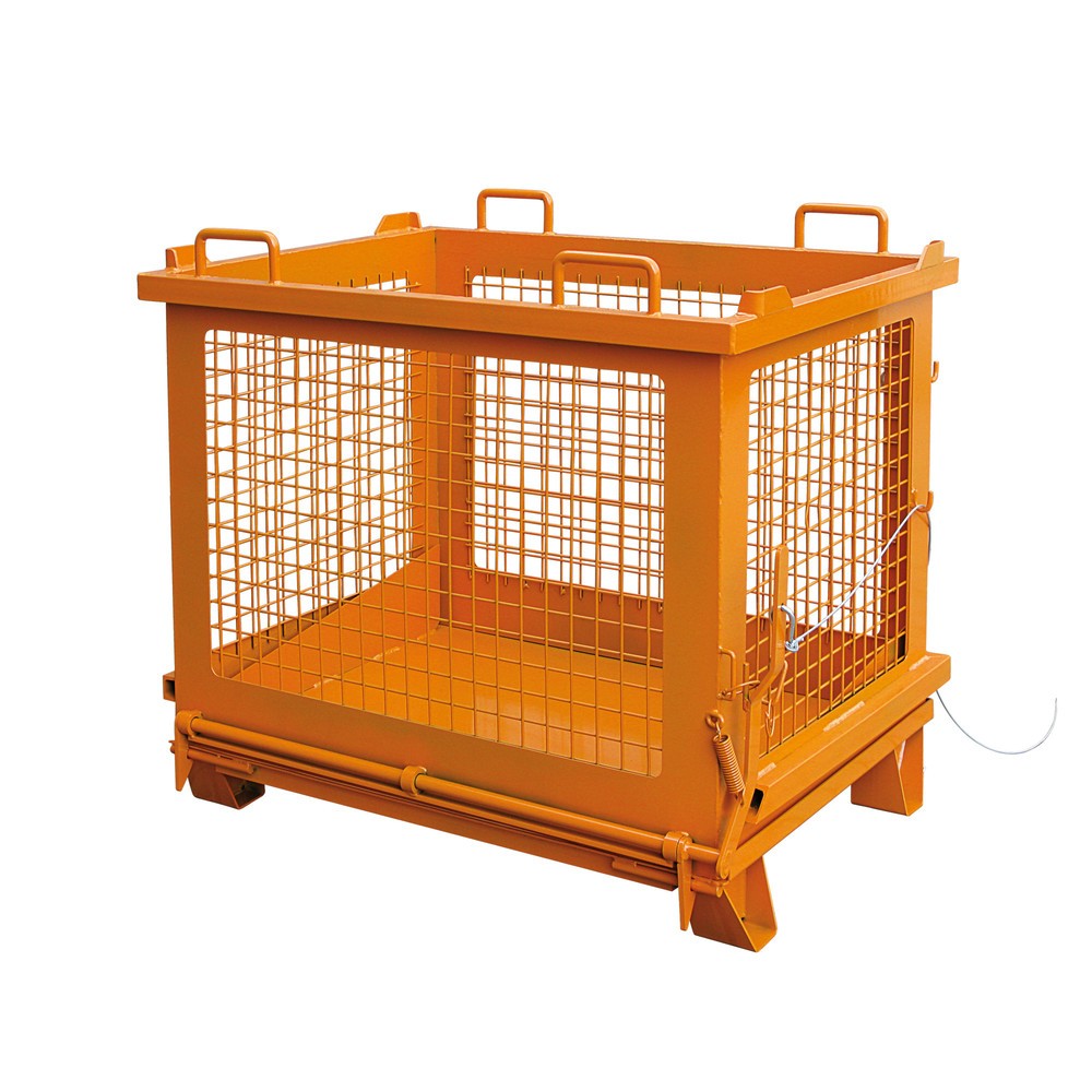 Eichinger® Gitterbehälter mit entriegelbarer Bodenklappe, 500 kg, 1000 Liter, reinorange