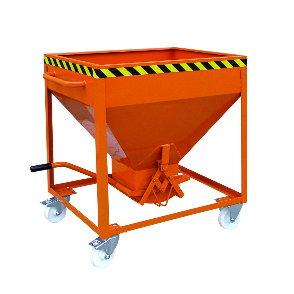 Produktabbildung Nr. 1: Eichinger® Silobehälter auf Rollen, mittigem, per Hebel bedienbarem Auslauf, 300 Liter, reinorange