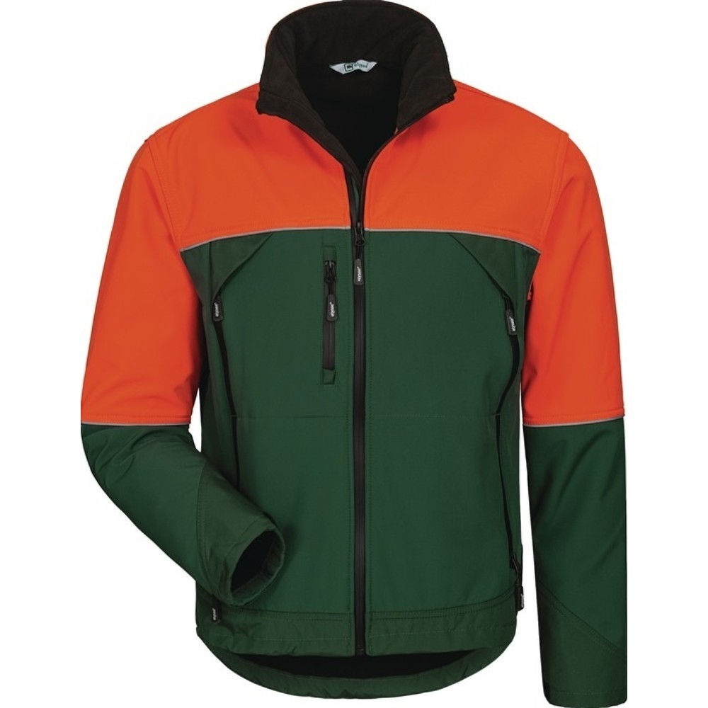 ELYSEE Waldarbeiter-Softshelljacke SANDDORN, grün/orange, Größe XL