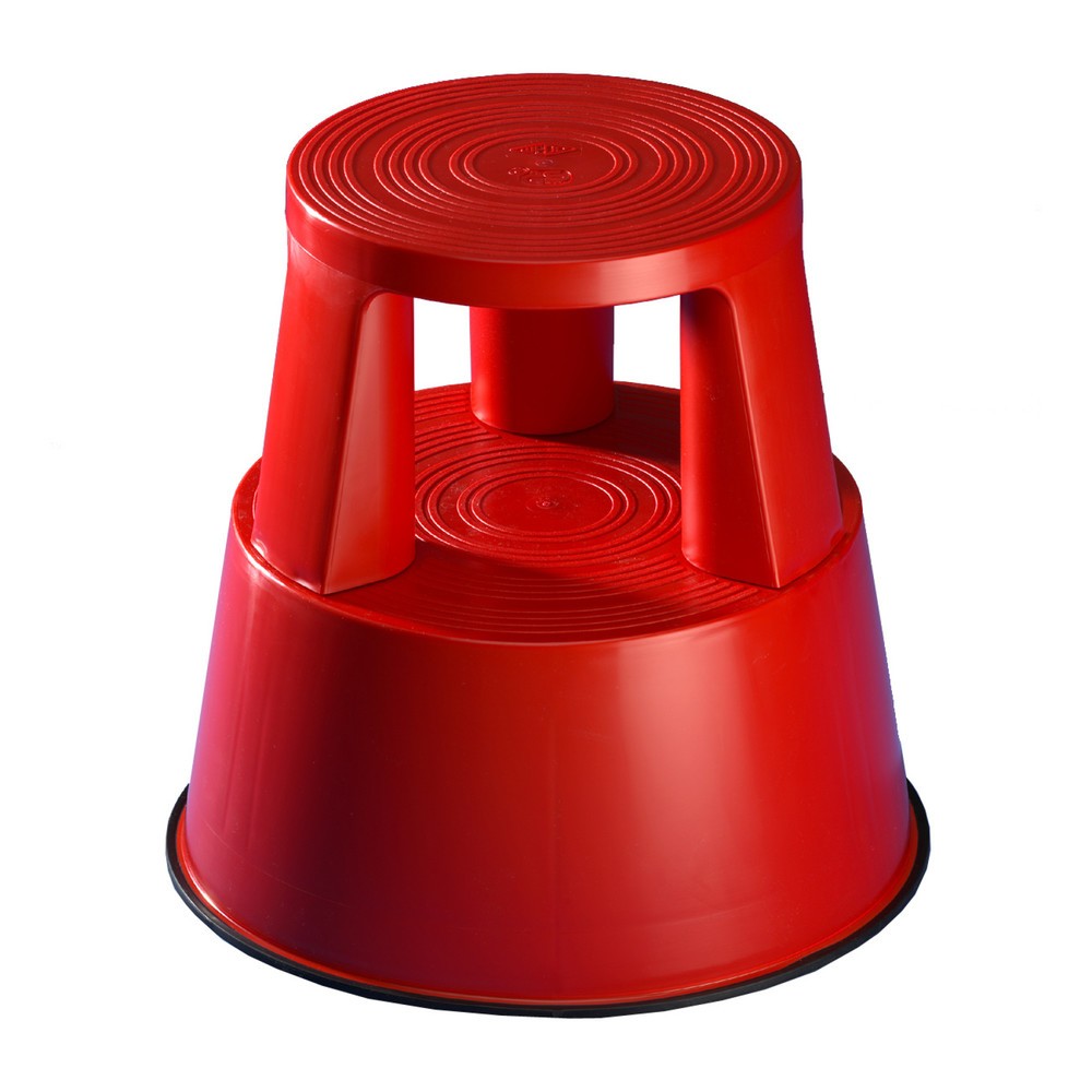 Tabouret à roulettes en plastique, capacité de charge de 150 kg, rouge feu