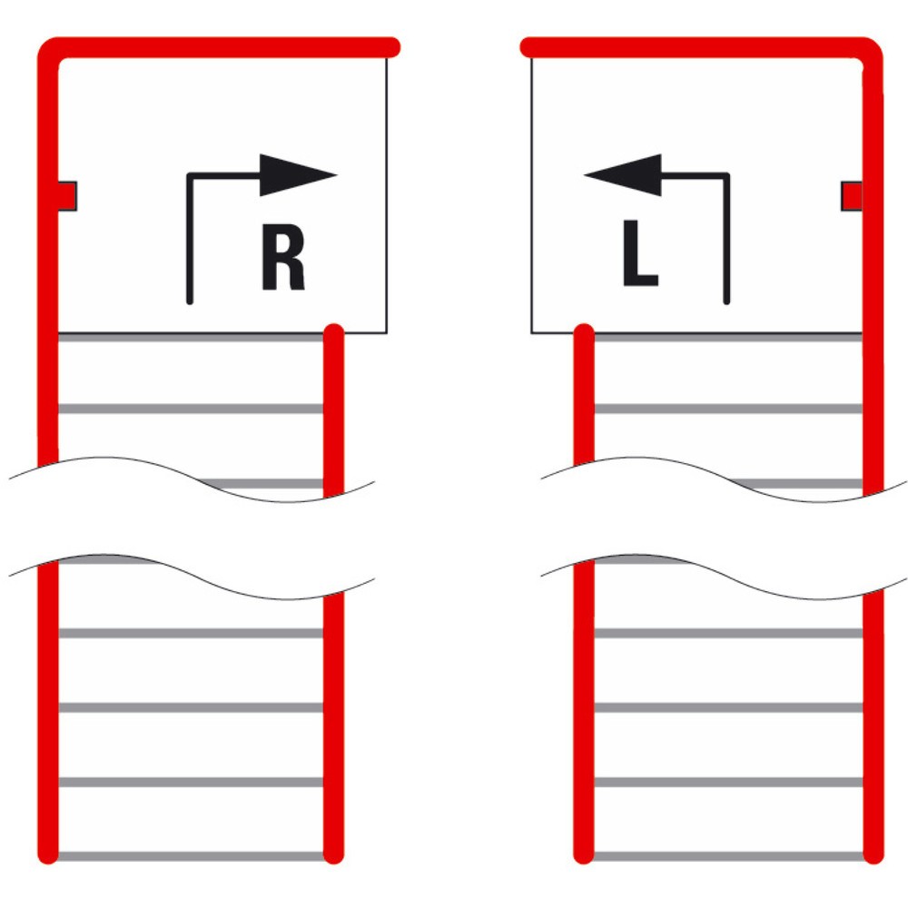 Estrade pour système de plates-formes de stockage modulaire, sortie par la gauche, bleu gentiane