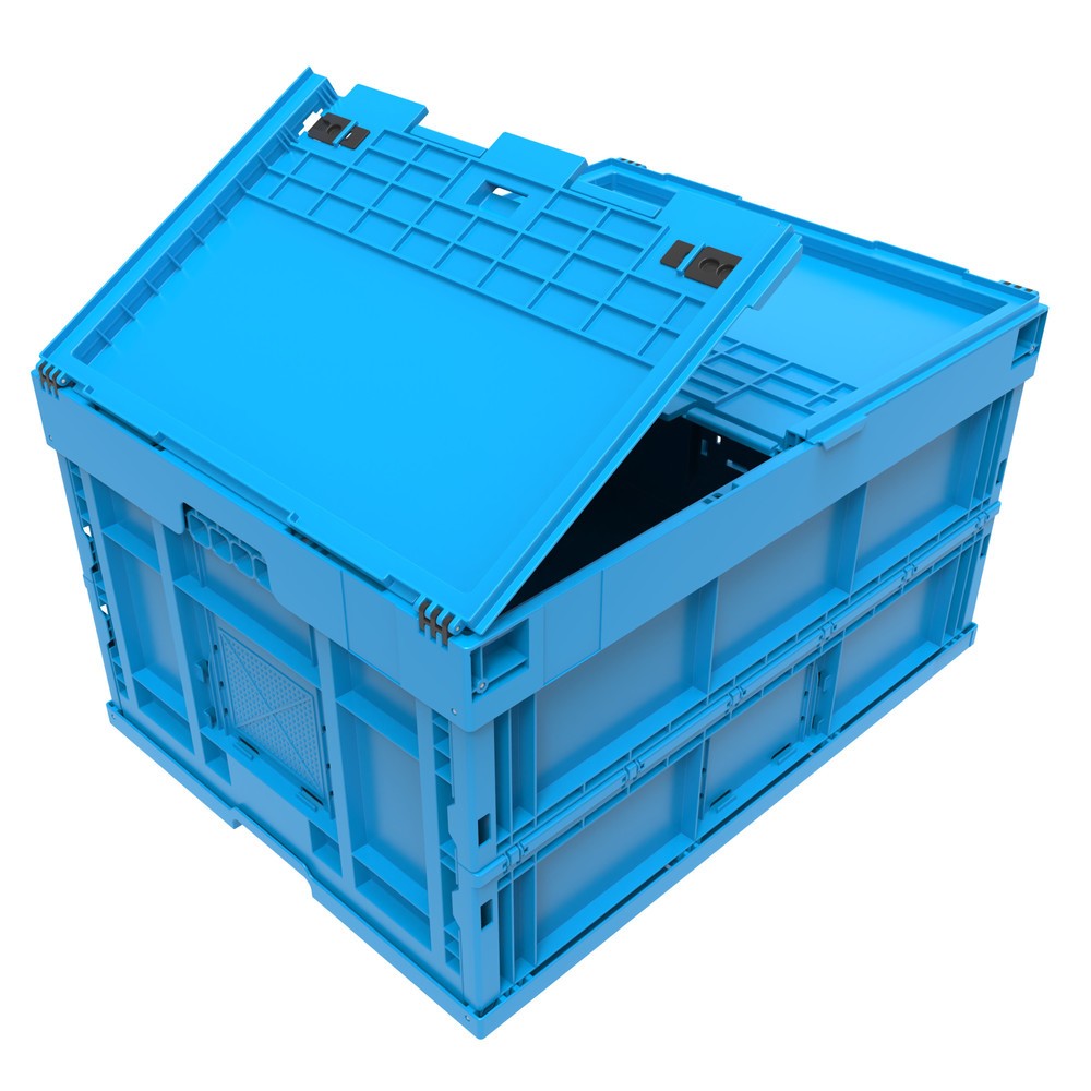 Euronorm-Faltbox Premium, mit Scharnierdeckel, 165 Liter, blau