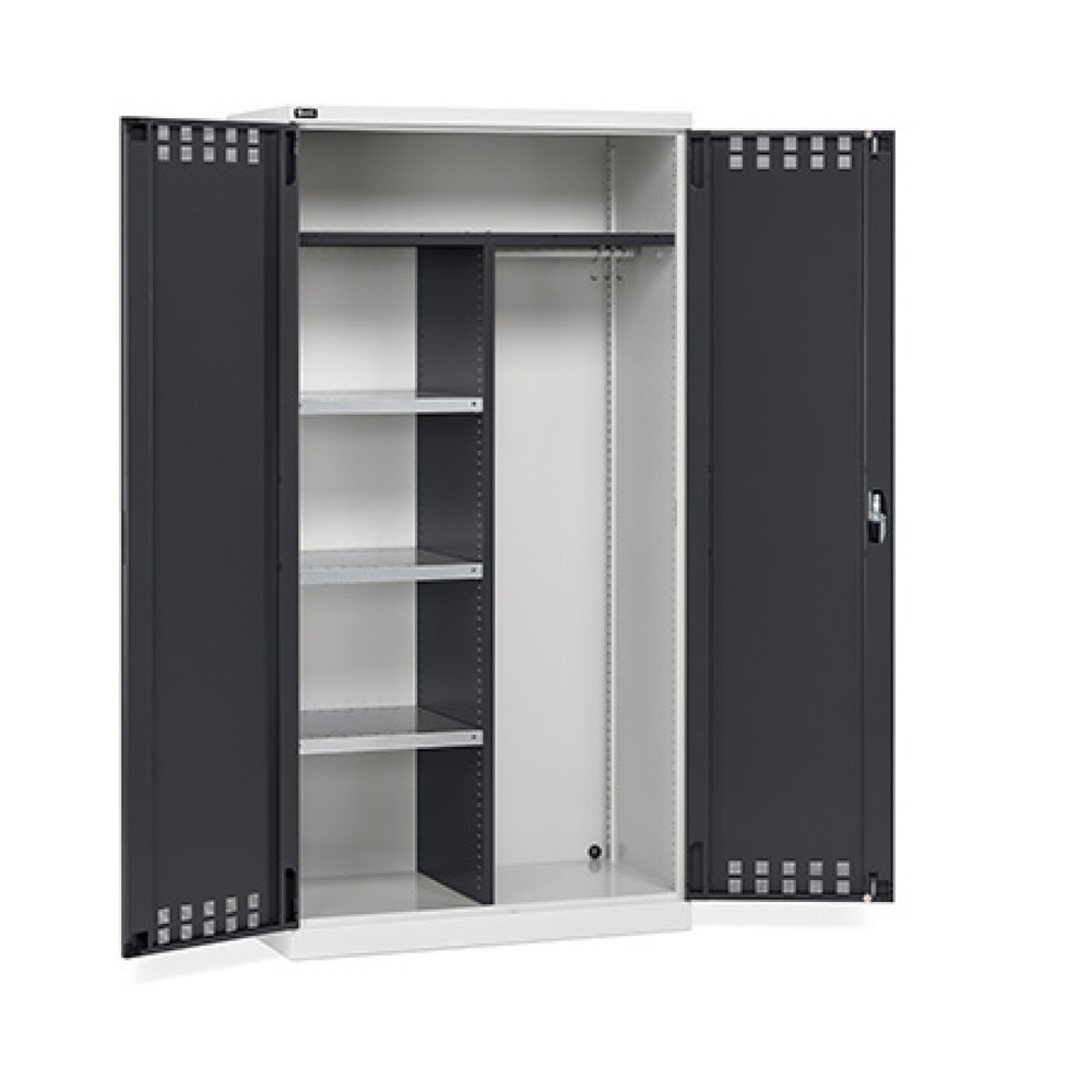 Fami PERFOM Armoire polyvalente, tringle à vêtements, 3 tablettes, HxlxP 2 000 x 1 023 x 726 mm, gris clair, anthracite