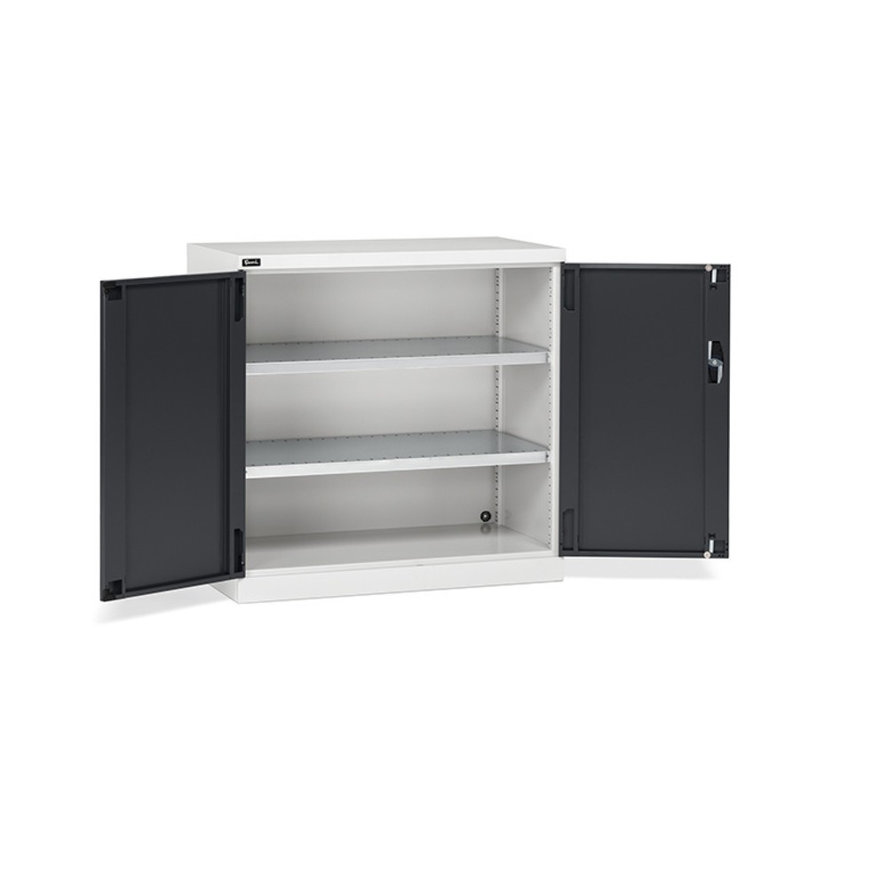 Fami PERFOM Flügeltürschrank, 2 Fachböden, HxBxT 1.000 x 1.023 x 555 mm, lichtgrau, anthrazit