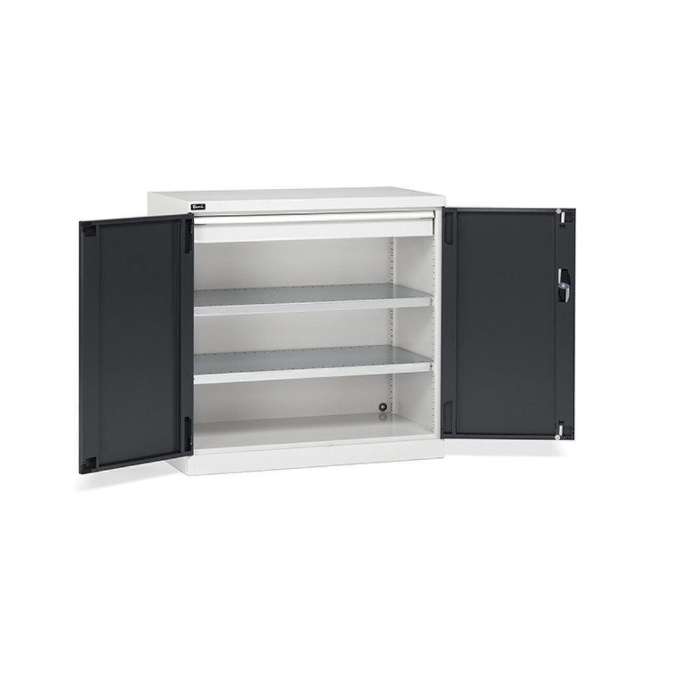 Fami PERFOM Flügeltürschrank, 1 Schublade, 3 Fachböden, HxBxT 1.000 x 1.023 x 555 mm, lichtgrau, anthrazit