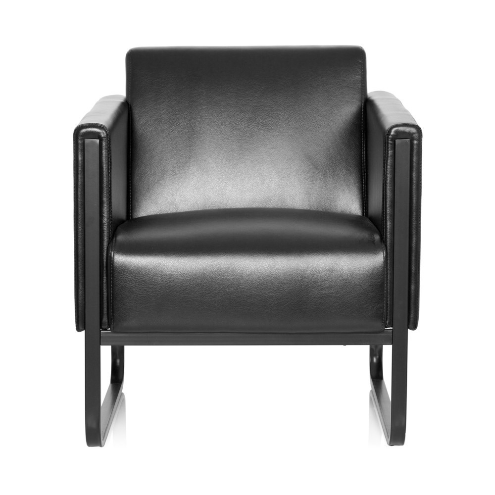 Fauteuil lounge hjh OFFICE BALI BLACK piètement noir similicuir lisse, 1 place, noir