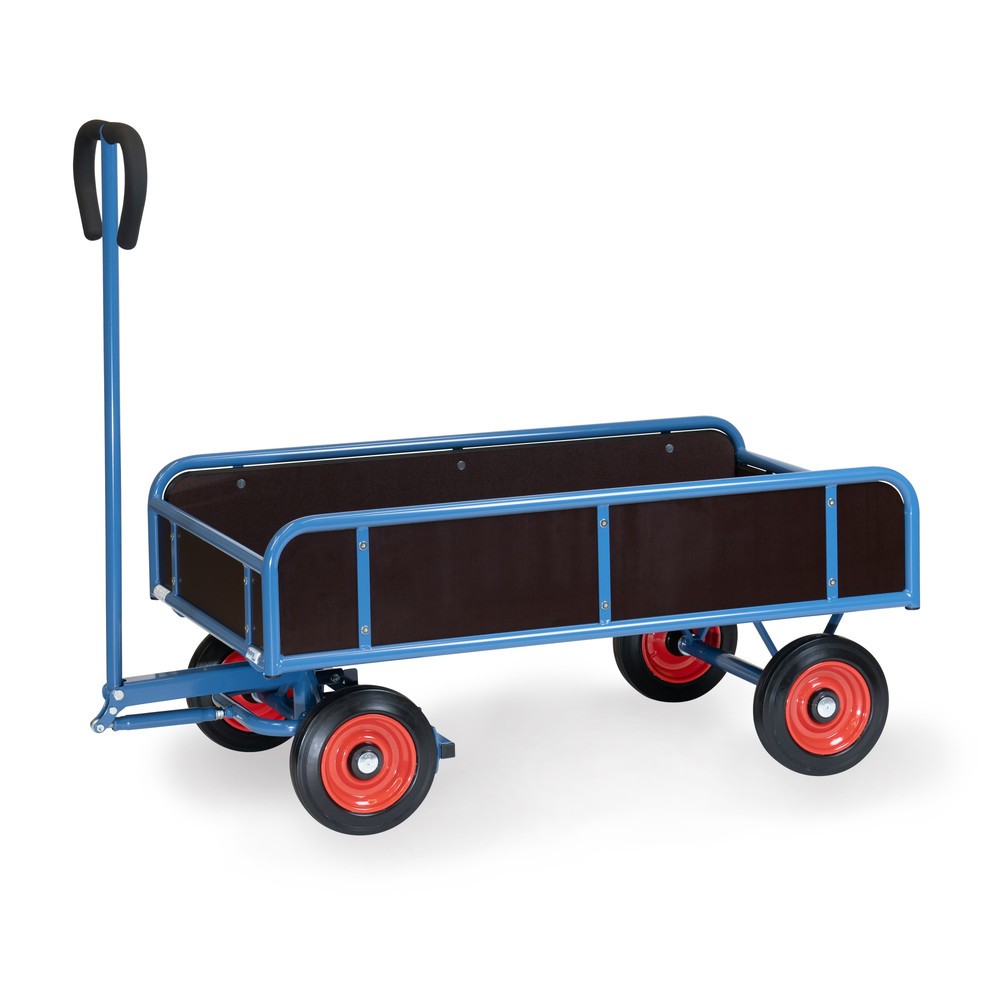 fetra® 2-achsiger Handwagen mit 4 feststehenden Wänden, Vollgummiräder, Ladefläche BxT 645 x 1.145 mm