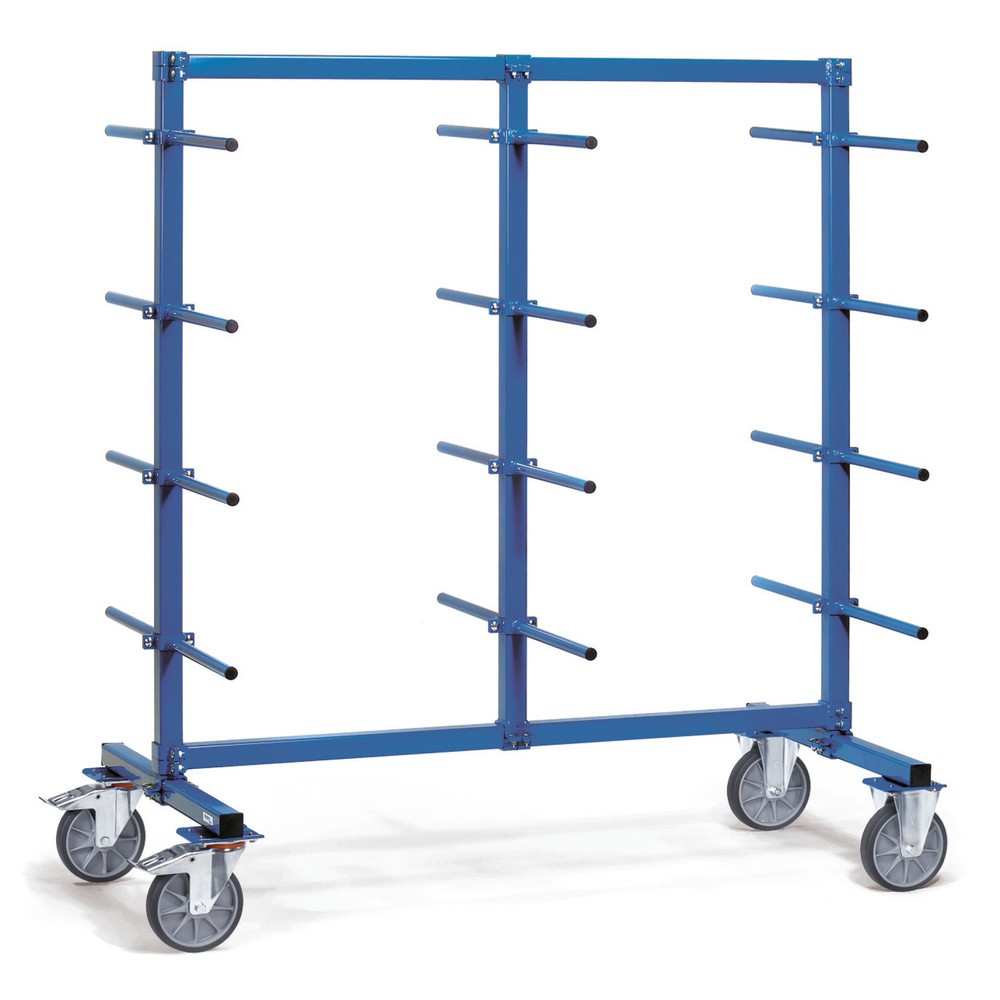 Chariot cantilever fetra®, bilatéral, 24 bras porteurs avec PVC, H x l x P 1 807 x 1 400 x 800 mm