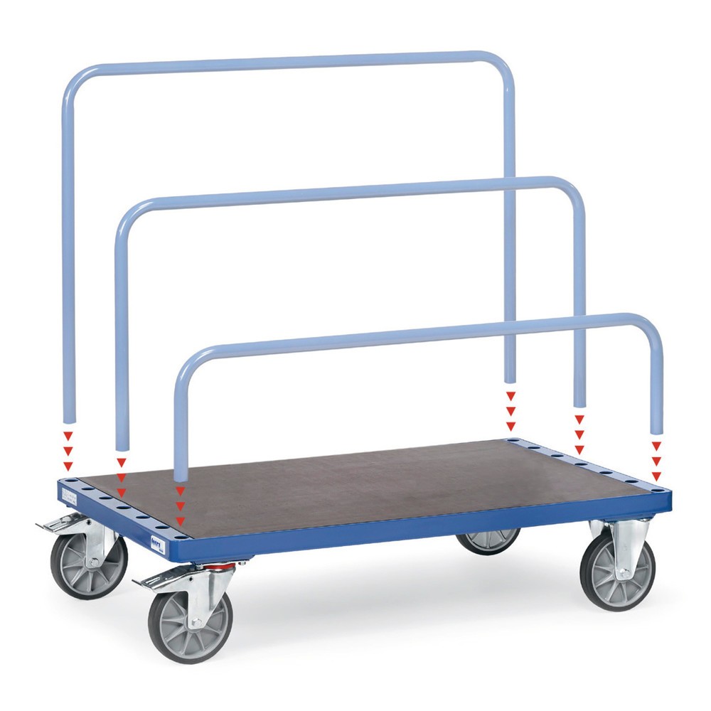 fetra® Chariot porte-panneaux, sans arceaux, surface de chargement lxP 1 200 x 800 mm, capacité de charge 750 kg