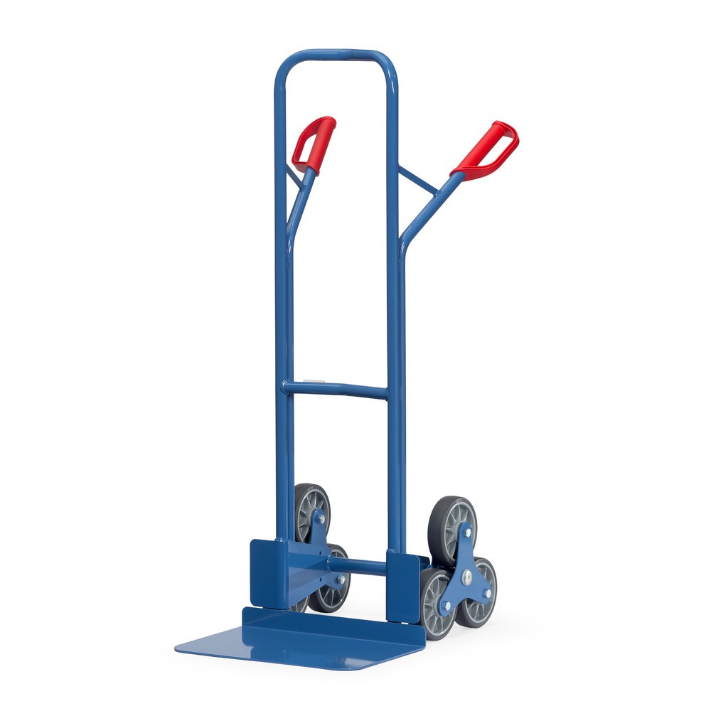 fetra® Diable pour escaliers, roue en étoile à 3 bras, capacité de charge 200 kg, bavette lxP 480 x 300 mm, acier