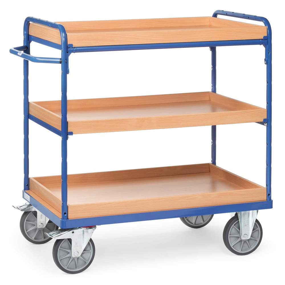 fetra® Etagenwagen mit Einlegekästen, 3 Etagen à 850 x 500 mm, Höhe 1.111 mm