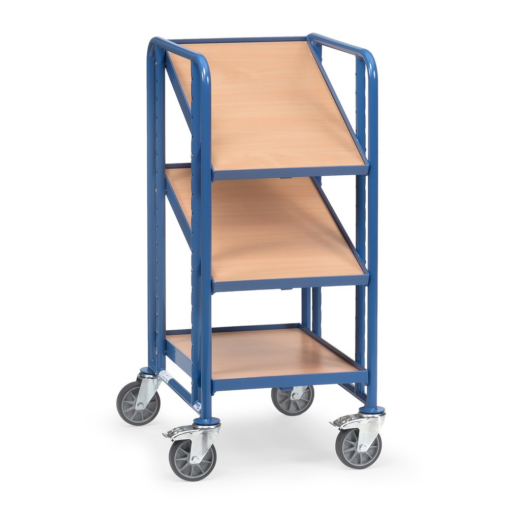 fetra® Eurokasten-Etagenwagen, mit Böden, TK 250 kg, 3 Etagen à 410 x 610 mm