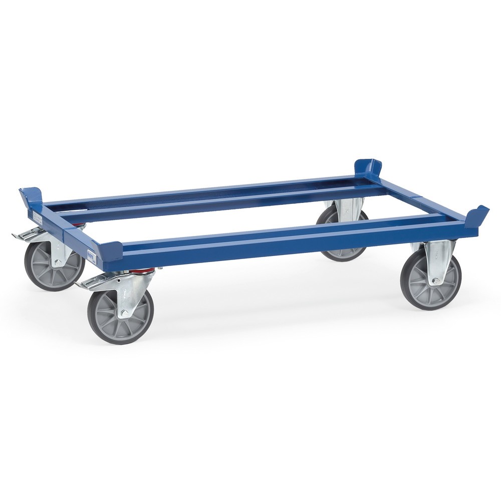 fetra® Fahrgestell mit Fangecken, TK 750 kg, für Paletten 1.200 x 800 mm, TPE-Bereifung