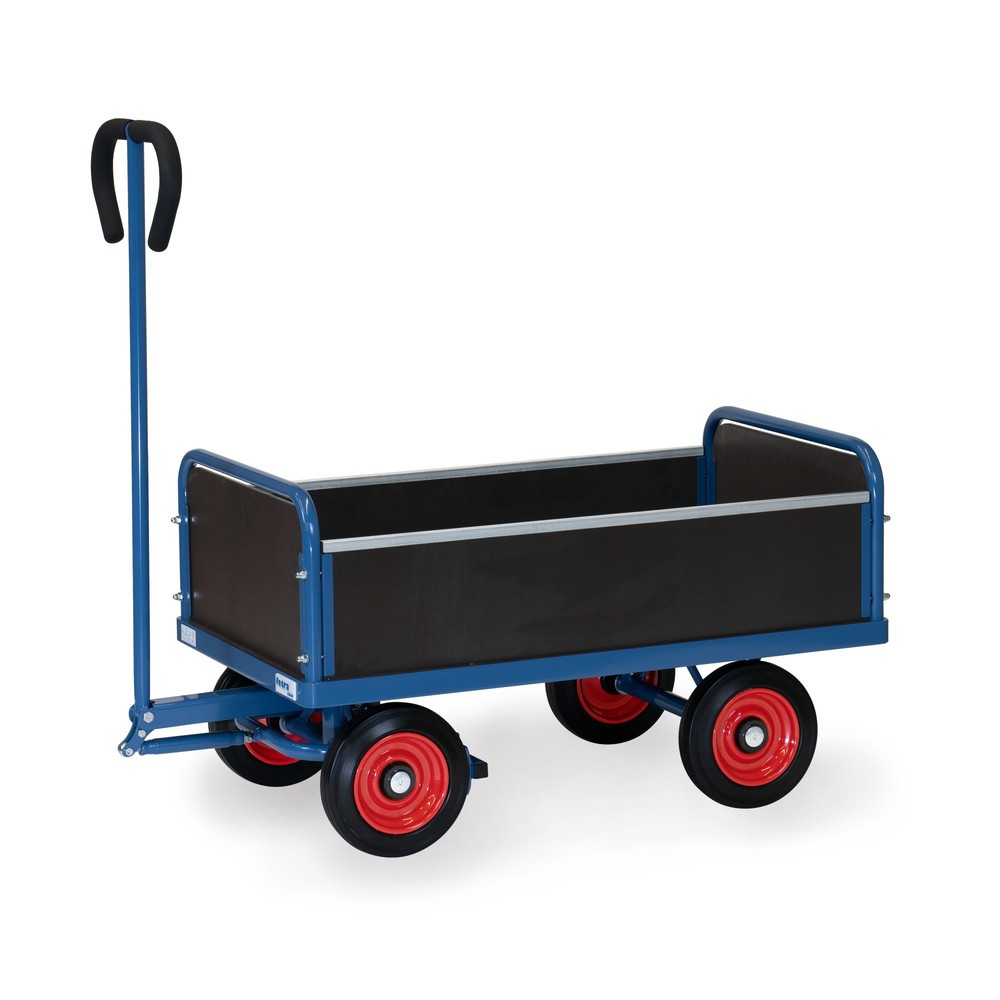 fetra® Handwagen mit Vollgummirädern, 4 Wände, HxBxL 1.192 mm x 609 mm x 1.272 mm, Tragkraft 500 kg