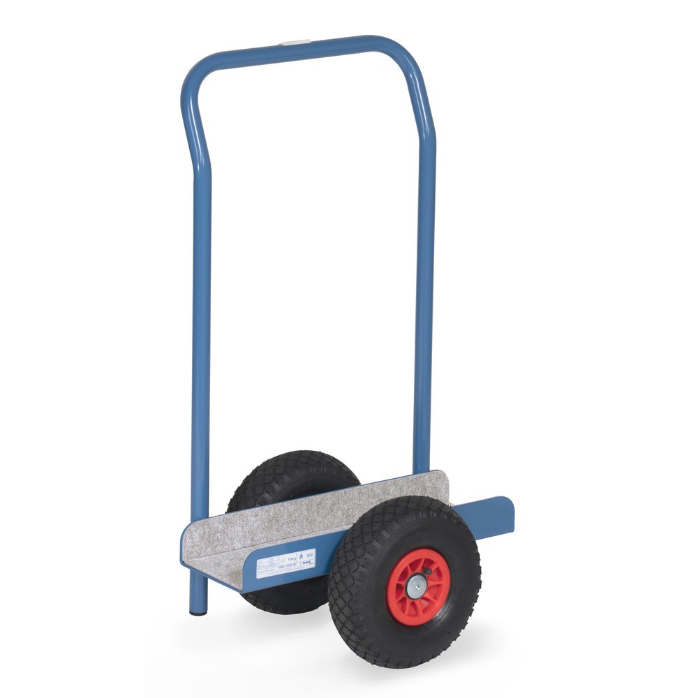 fetra® Plattenroller mit Auflage + Griff, Tragkraft 500 kg, Auflage 500 x 150 mm, Vollgummi-Bereifung