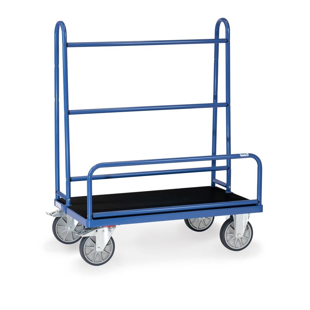 fetra® Plattenwagen, feste Rohrbügel, rutschhemmende Ladefläche BxT 1.070 x 335 mm, Tragkraft 600 kg