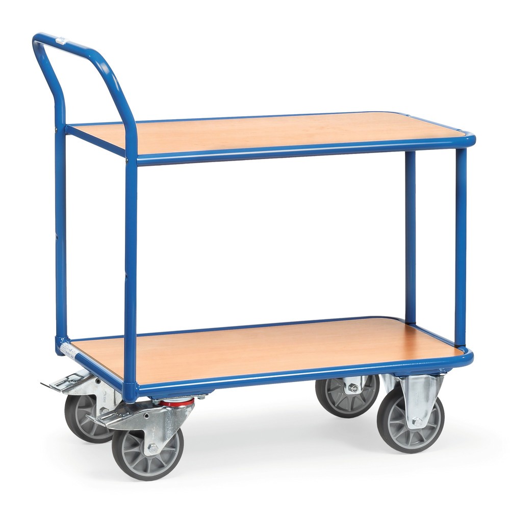 fetra® Chariot à plateaux, capacité de charge 400 kg, 2 plateaux de 850 x 500 mm