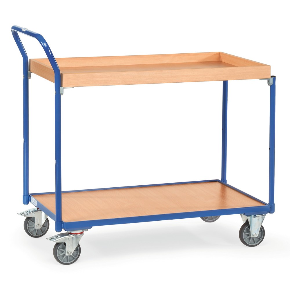 fetra® Tischwagen, 1 Holzboden + 1 Holzkasten à 850 x 500 mm, Höhe 1.030 mm