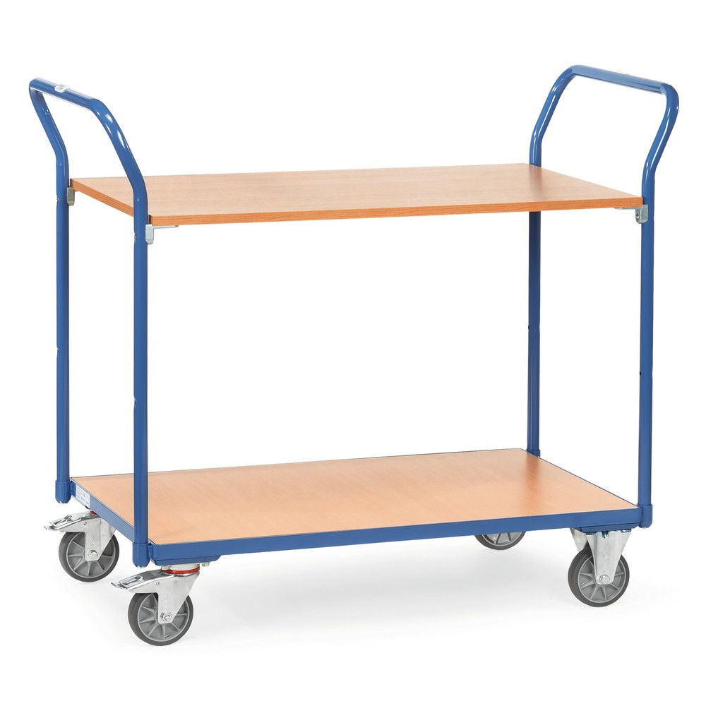 fetra® Tischwagen, Tragkraft 200 kg, 2 Etagen à 850 x 500 mm