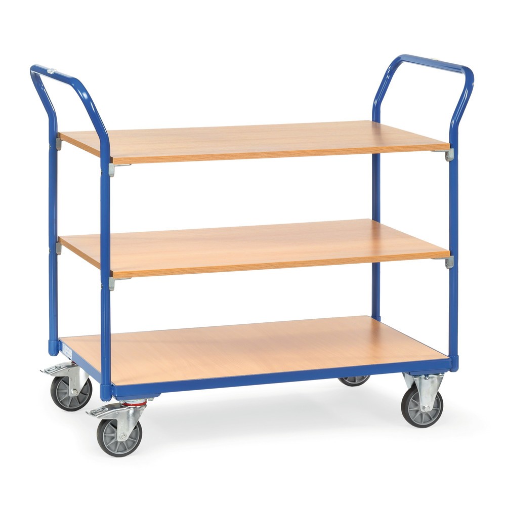 fetra® Tischwagen, Tragkraft 200 kg, 3 Etagen à 850 x 500 mm