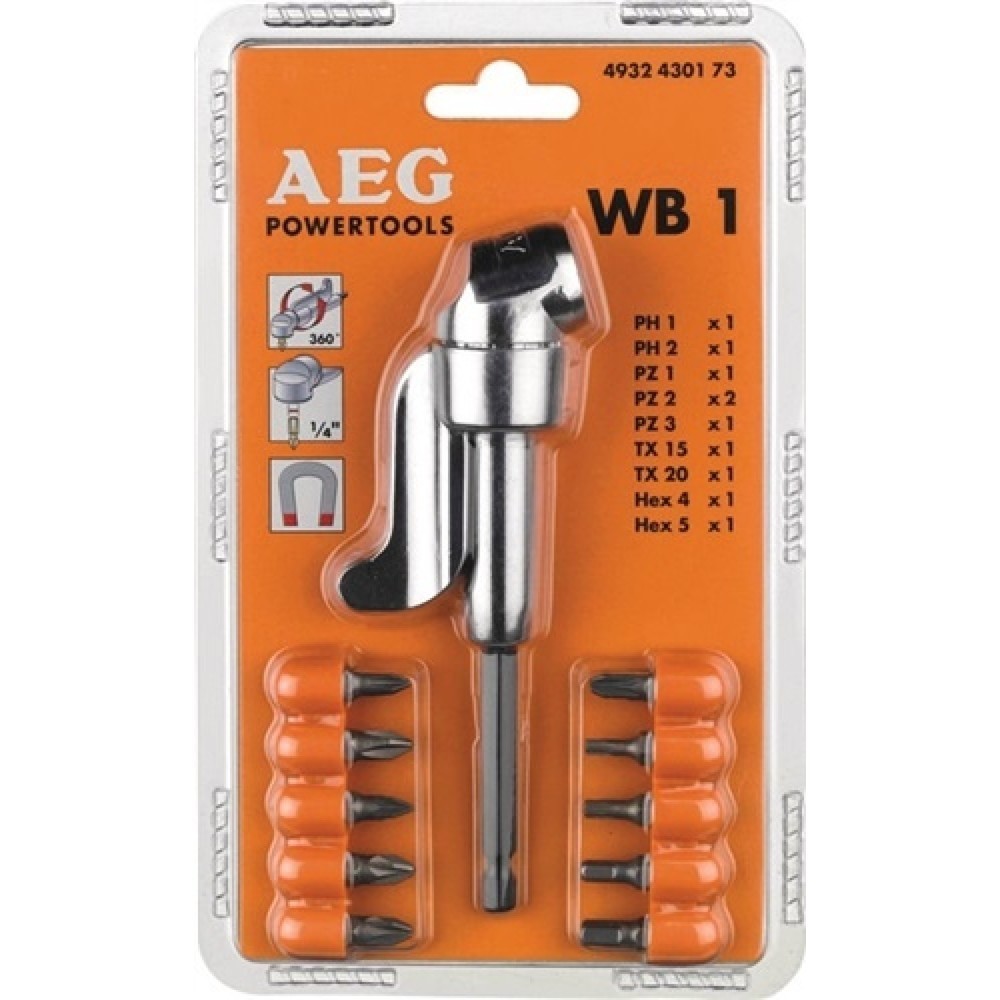 Adaptateur angulaire de vissage WB 1 1/4 po. six pans AEG