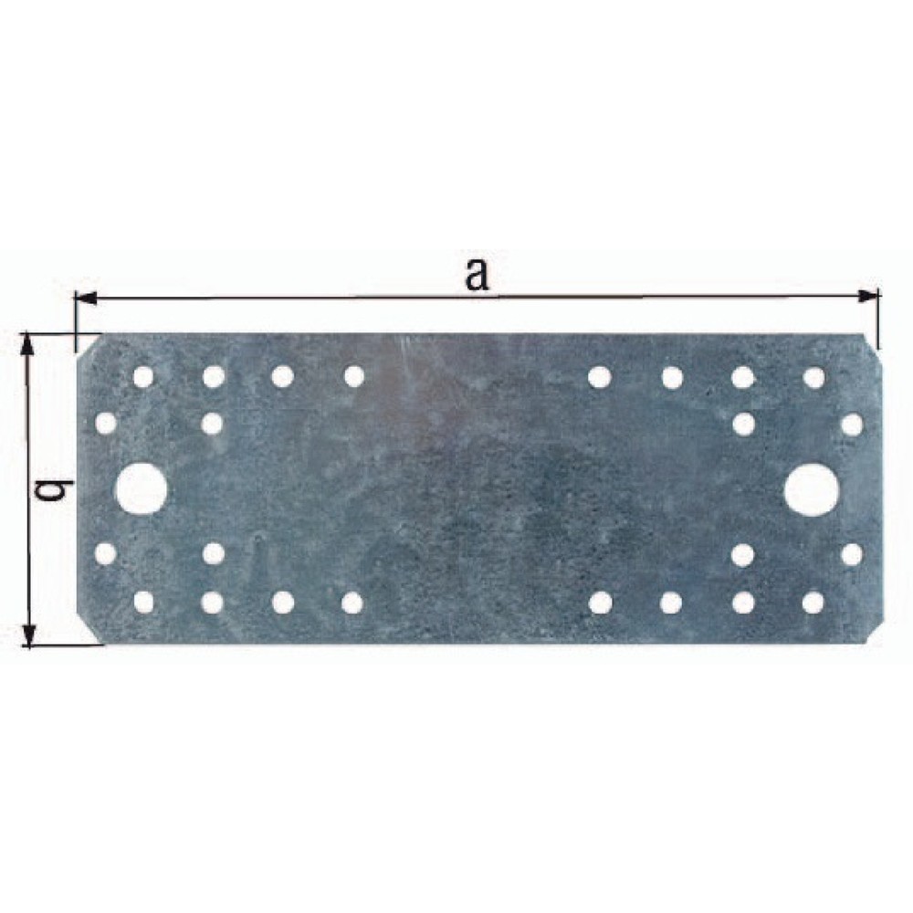 GAH Flachverbinder EN 14545:29-2, Stahl sendzimirverzinkt, Länge 100 mm Breite 35 mm Stärke 2,5 mm, Anzahl Löcher 2 / 12