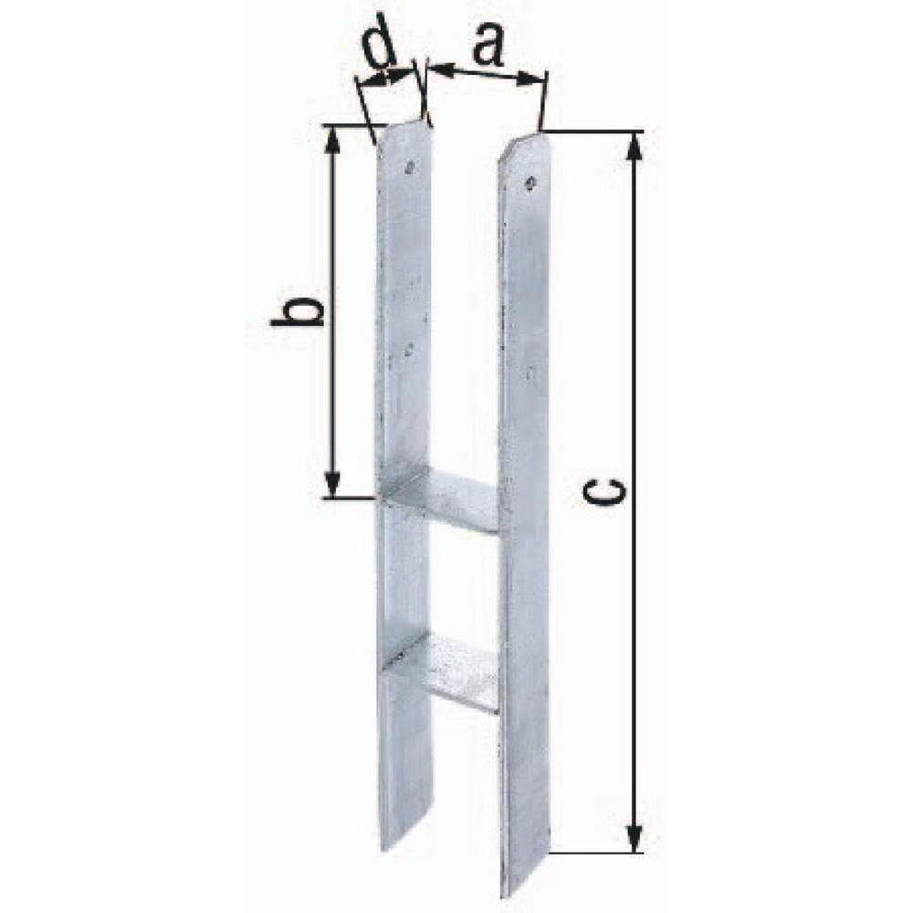 GAH H-Pfostenträger ETA-10/0210, Stahl roh feuerverzinkt, 101x300x600x60mm