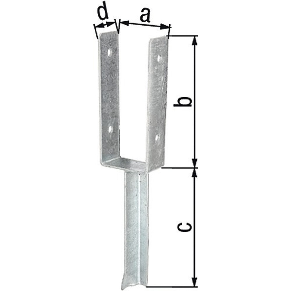 GAH U-Pfostenträger ETA-10/0210, feuerverzinkt, 101x200x200x50mm, mit Betonanker aus T-Eisen