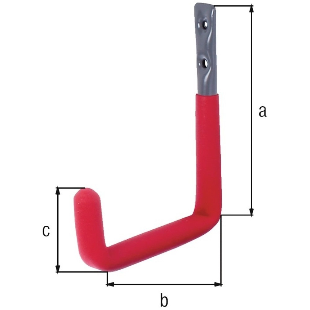 GAH Wandhaken U-Form, Stahl roh verzinkt, Rotgummi Ausladung 83 mm, Höhe 120 mm Ø 18 mm