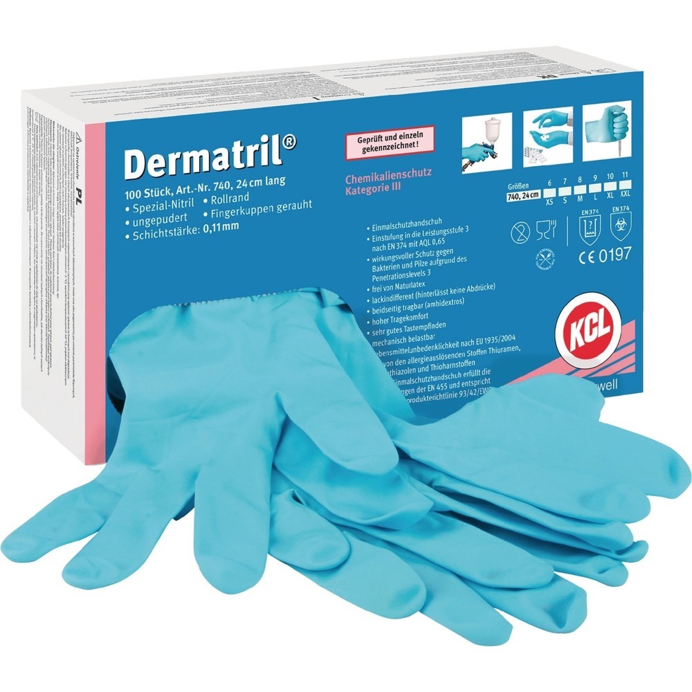 Gants jetables HONEYWELL Dermatril 740, nitrile EN 374, EN 455 PSA cat. iii, taille 10