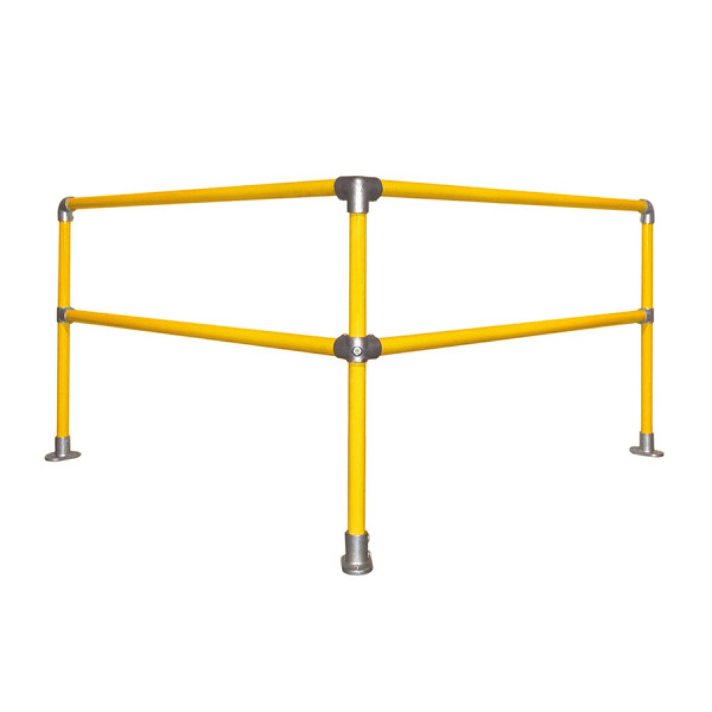 Rambarde de sécurité KwikKit®, en angle, longueur 1.500 x 1.500 mm, revêtue par poudre, jaune