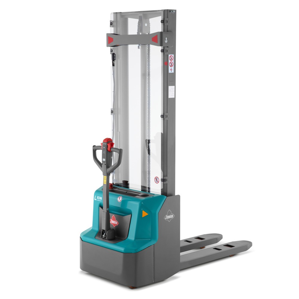 Gerbeur électrique Ameise® PSE 1.2 - Lithium-ion, mât télescopique double, hauteur d’élévation 2 600 mm, capacité de charge 1 200 kg