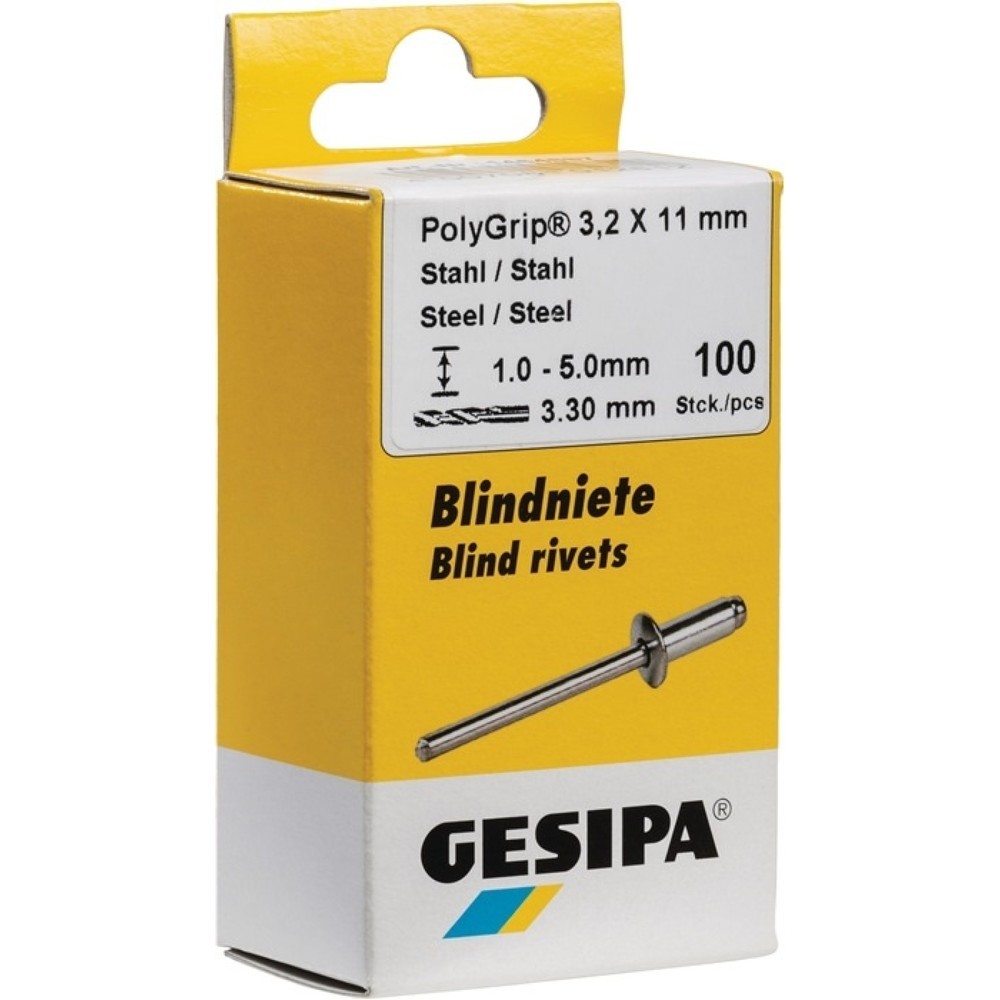 GESIPA Blindniet PolyGrip® Nietschaft dxl 4,0x10,0mm Stahl/Stahl 100 St