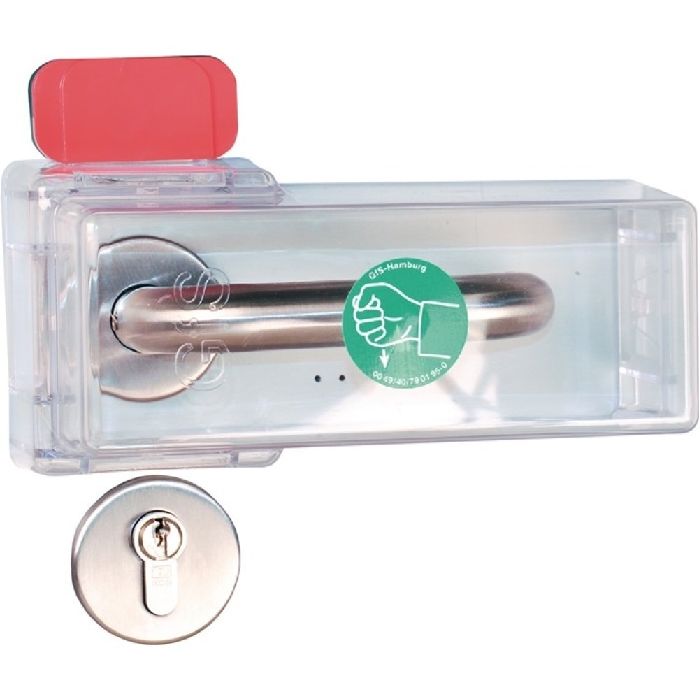 GFS Capot de porte de secours type K, plastique Macrolon transparent, protection des poignées de porte