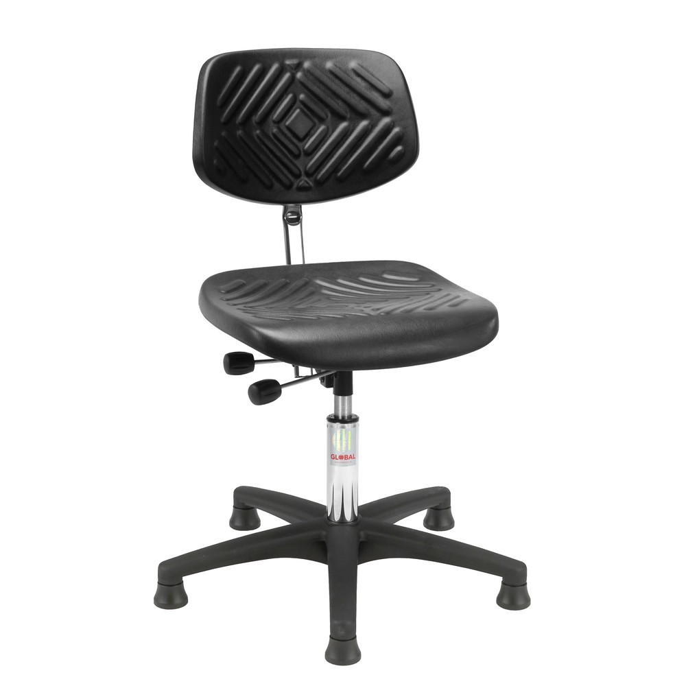 Global Stole A/S Chaise de travail pivotante Prestige, assise en PU renforcée, hauteur d’assise comprise entre 570 et 760 mm, patins, base plastique