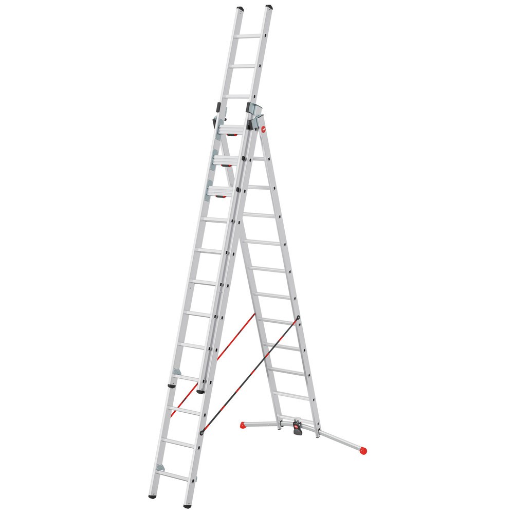 Hailo S120 Pro, Mehrzweckleiter 3-teilig, 3 x 12 Sprossen