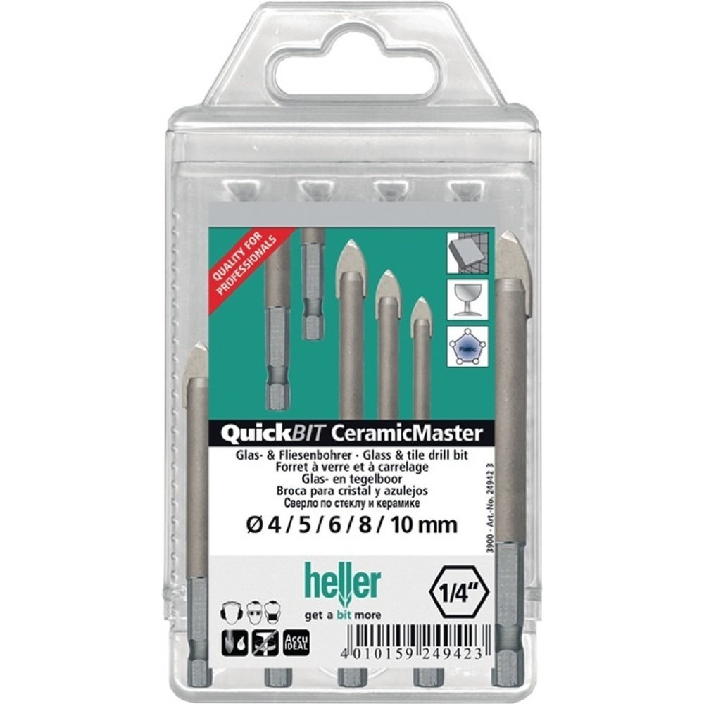 HELLER Bohrersatz QuickBit® Ceramik Master 5-tlg.D.4,5,6,8,10mm Schaft 6 kant