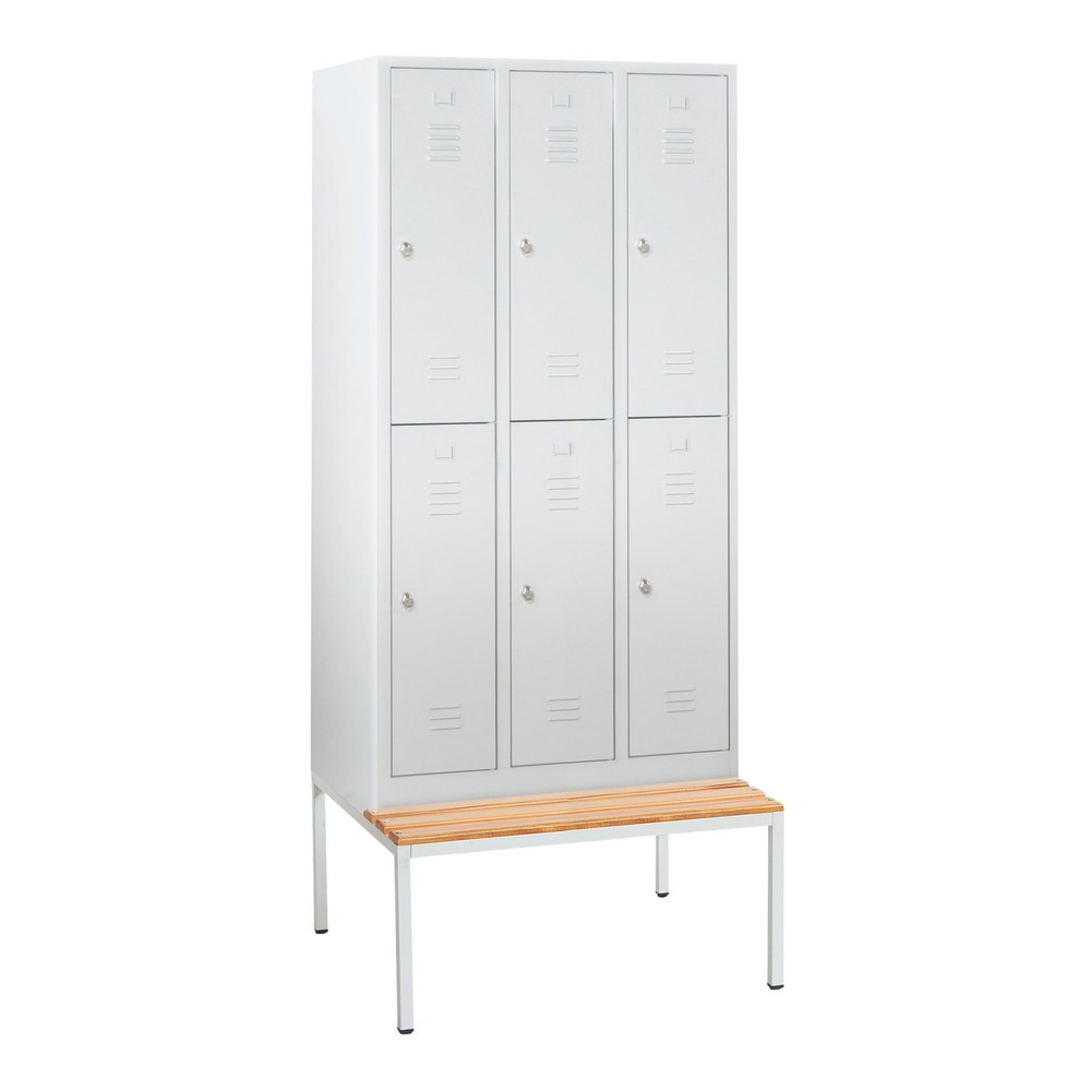 HEMMDAL Armoire-penderie avec banc, 2 niveaux, 6 compartiments, fermeture à pêne tournant