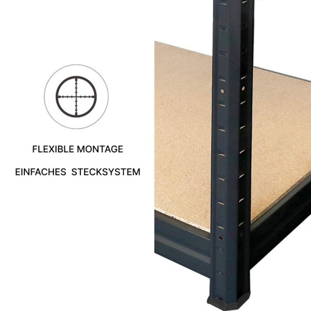 Produktabbildung Nr. 4: HEMMDAL Fachbodenregal Typ M+ schwarz, Fachlast 150 kg, HxBxT 1.800 x 1.200 x 600 mm