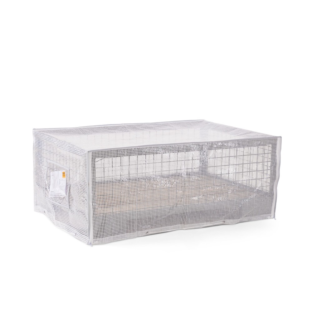 Produktabbildung: Restposten - Zwischenverkauf vorbehalten: HEMMDAL Gitterboxabdeckhaube Mesh, HxBxT 500 x 1.250 x 850 mm, 160 g/m², transparent