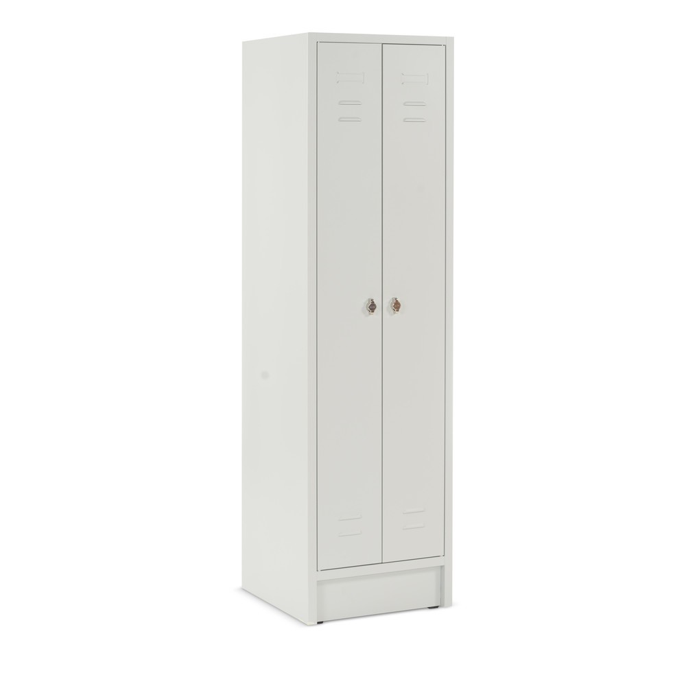 Armoire penderie avec socle + serrure à cylindre à pêne tournant, 2 compartiments, pour 2 personnes