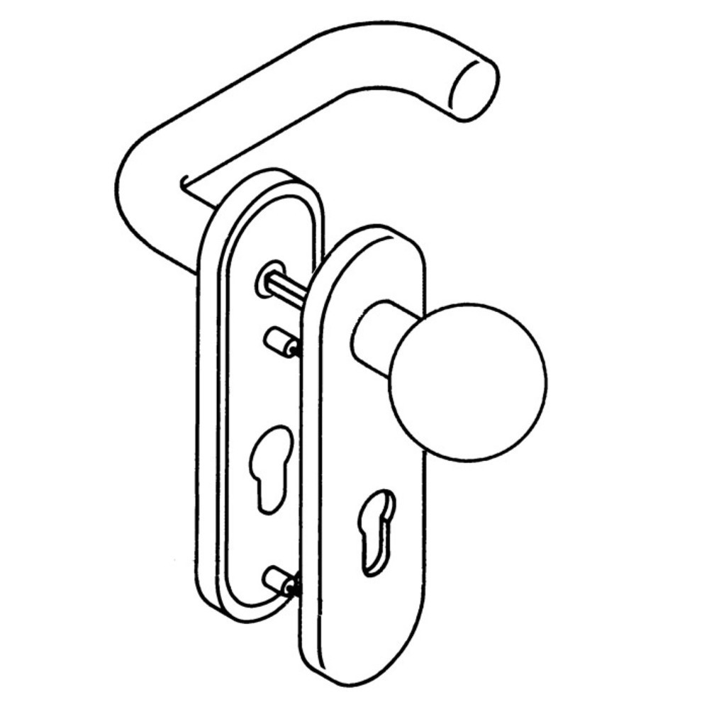 HEWI Feuerschutzgarnitur 111R13.113, für Türstärke 38-48 mm PZ abgerundet, Kunststoff 90 D/K, DIN links / rechts